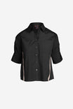 Boxy Half Sleeve Blouse With Stripe Accents
