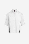 Boxy Half Sleeve Blouse With Stripe Accents