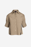 Boxy Half Sleeve Blouse With Stripe Accents