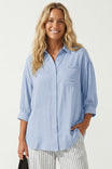 Oversized Long Sleeve Button Up Blouse