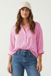Oversized Long Sleeve Button Up Blouse