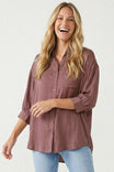Oversized Long Sleeve Button Up Blouse
