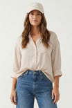 Oversized Long Sleeve Button Up Blouse