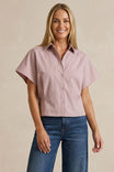 Tailored Taffeta Short Sleeve Blouse