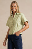 Tailored Taffeta Short Sleeve Blouse