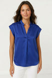 Relaxed Cap Sleeve Satin Blouse