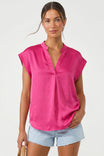 Relaxed Cap Sleeve Satin Blouse