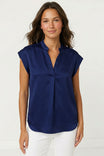 Relaxed Cap Sleeve Satin Blouse