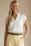 Relaxed Cap Sleeve Satin Blouse
