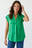 Relaxed Cap Sleeve Satin Blouse
