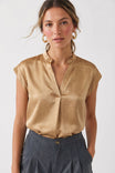 Relaxed Cap Sleeve Satin Blouse