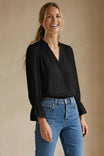 V-neck Blouse With Flared Cuffs