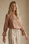 V-neck Blouse With Flared Cuffs