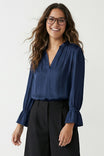 V-neck Blouse With Flared Cuffs