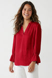 V-neck Blouse With Flared Cuffs
