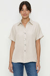 Minimalist Drop Shoulder Button Up Blouse