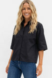 Boxy Half Sleeve Button Up Shirt