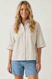 Boxy Half Sleeve Button Up Shirt