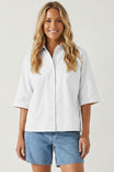 Boxy Half Sleeve Button Up Shirt
