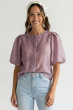Sheer Puff Sleeve Blouse