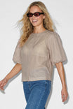 Sheer Puff Sleeve Blouse