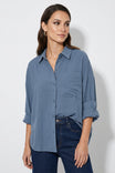 Linen Blend Rolled Sleeve Shirt