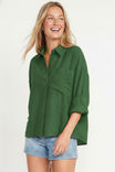 Linen Blend Rolled Sleeve Shirt