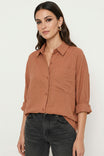 Linen Blend Rolled Sleeve Shirt