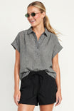 Sheer Cotton Short Sleeve Popover Blouse