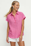 Sheer Cotton Short Sleeve Popover Blouse