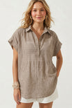 Sheer Cotton Short Sleeve Popover Blouse