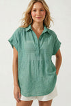Sheer Cotton Short Sleeve Popover Blouse