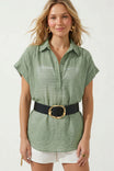 Sheer Cotton Short Sleeve Popover Blouse