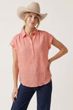 Sheer Cotton Short Sleeve Popover Blouse