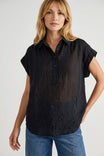 Sheer Cotton Short Sleeve Popover Blouse