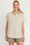 Sheer Cotton Short Sleeve Popover Blouse
