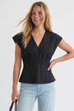 V-neck Pleated Sleeveless Top