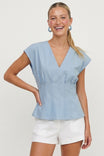 V-neck Pleated Sleeveless Top