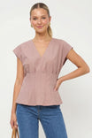 V-neck Pleated Sleeveless Top