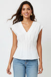 V-neck Pleated Sleeveless Top