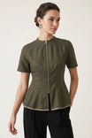 Contour Seam Zip Front Blouse