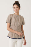 Contour Seam Zip Front Blouse