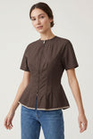 Contour Seam Zip Front Blouse