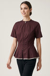 Contour Seam Zip Front Blouse