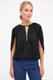 Silky Draped Cape Sleeve Blouse