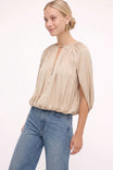 Silky Draped Cape Sleeve Blouse