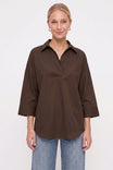 Stitch Detail Split Neck Blouse