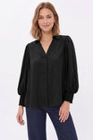 Soft Billowy Sleeve Button Front Blouse