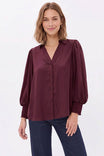 Soft Billowy Sleeve Button Front Blouse