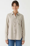 Long Sleeve Button Down With Stitch Detail